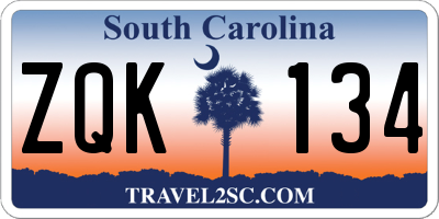 SC license plate ZQK134