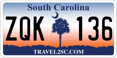 SC license plate ZQK136