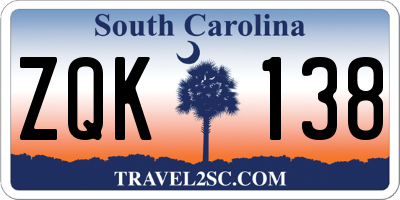 SC license plate ZQK138