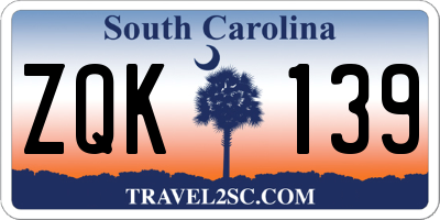 SC license plate ZQK139