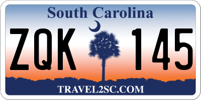 SC license plate ZQK145