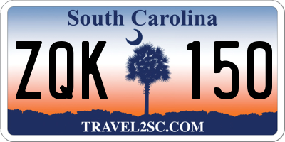 SC license plate ZQK150