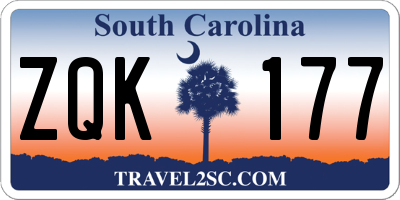 SC license plate ZQK177