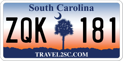 SC license plate ZQK181