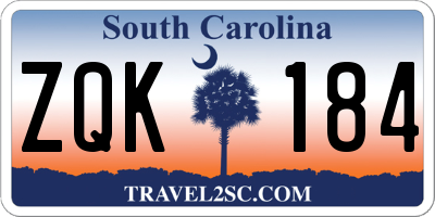 SC license plate ZQK184