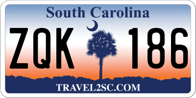 SC license plate ZQK186