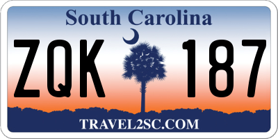SC license plate ZQK187