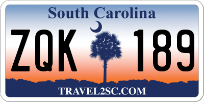 SC license plate ZQK189