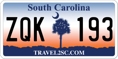 SC license plate ZQK193