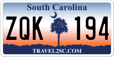 SC license plate ZQK194