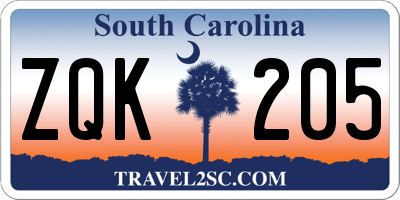 SC license plate ZQK205