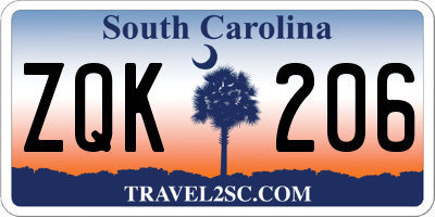 SC license plate ZQK206