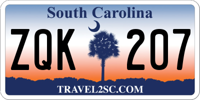 SC license plate ZQK207
