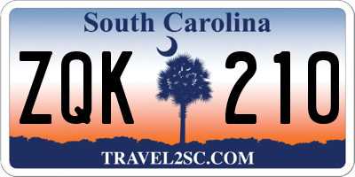 SC license plate ZQK210