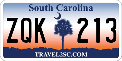 SC license plate ZQK213