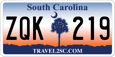 SC license plate ZQK219