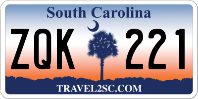 SC license plate ZQK221