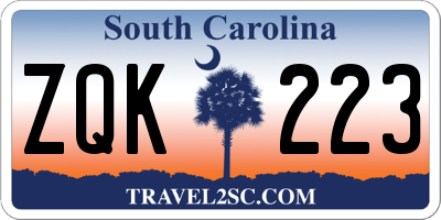 SC license plate ZQK223