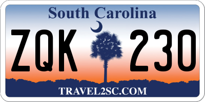 SC license plate ZQK230