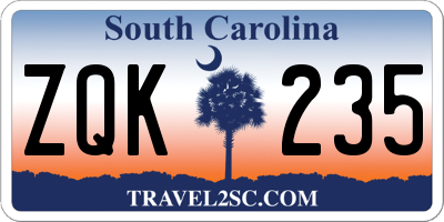 SC license plate ZQK235