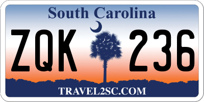 SC license plate ZQK236