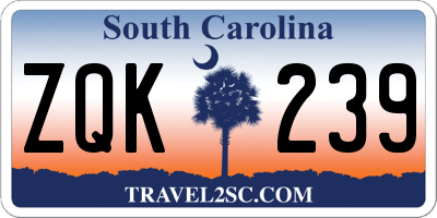 SC license plate ZQK239