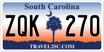SC license plate ZQK270