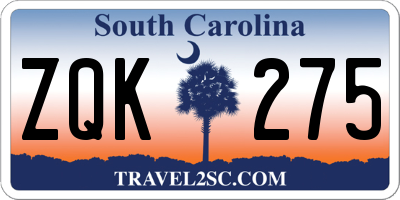 SC license plate ZQK275
