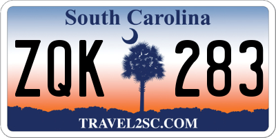 SC license plate ZQK283