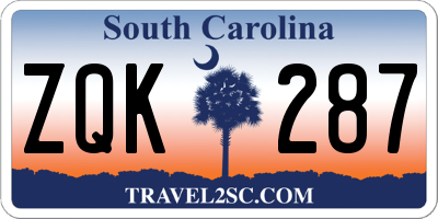 SC license plate ZQK287