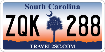 SC license plate ZQK288