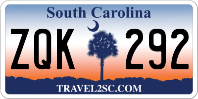 SC license plate ZQK292