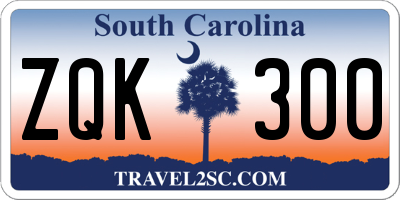 SC license plate ZQK300