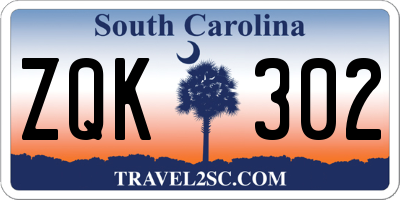 SC license plate ZQK302