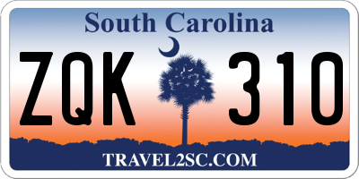 SC license plate ZQK310