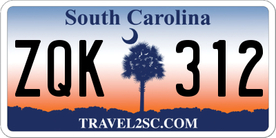 SC license plate ZQK312