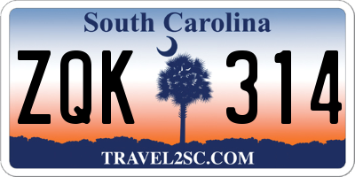 SC license plate ZQK314