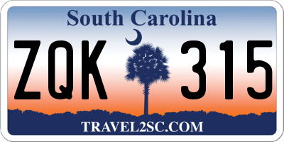 SC license plate ZQK315