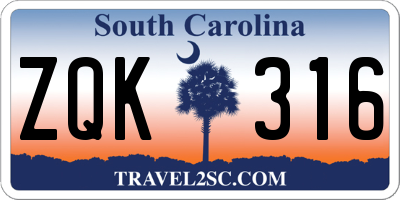 SC license plate ZQK316
