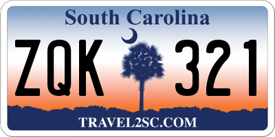 SC license plate ZQK321