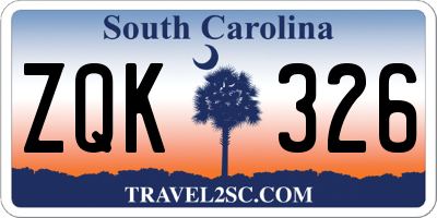 SC license plate ZQK326
