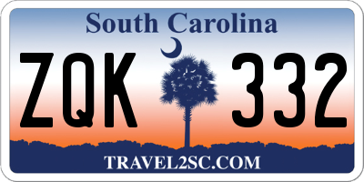 SC license plate ZQK332