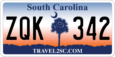 SC license plate ZQK342
