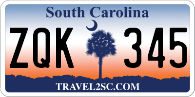 SC license plate ZQK345
