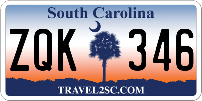 SC license plate ZQK346