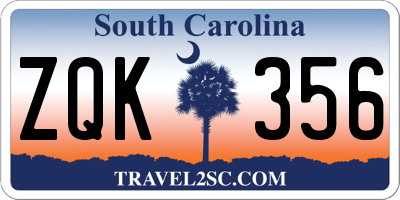 SC license plate ZQK356