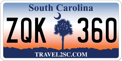 SC license plate ZQK360