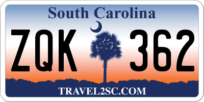 SC license plate ZQK362