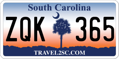SC license plate ZQK365