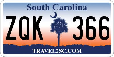 SC license plate ZQK366